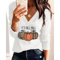 Halloween Pumpkin Print Contrast Lace Long Sleeve Top - white