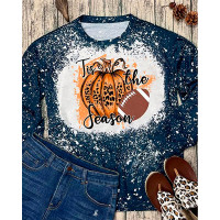 Halloween Pumpkin Print Long Sleeve Top - blue