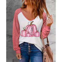 Halloween Pumpkin Print Long Sleeve Top - white