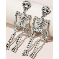 Halloween Skeleton Pattern Studded Earring - silver