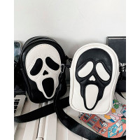 Halloween Skull Ghost Funny Crossbody Phone Bag - black