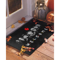 Halloween Spooky Cartoon Figure Dirt Resistant Welcome Doormat - black