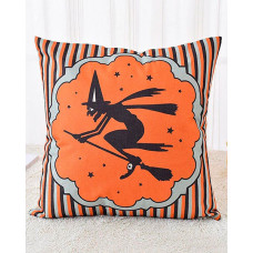 Halloween Witch / Letter / Striped Print Cushion Cover Without Filler - style1