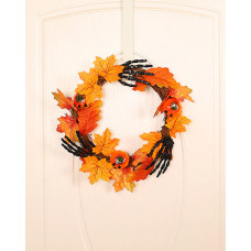 Halloween Wreath With Maple Leaf & Pumpkin Garland Wreath Spider Decor For Halloween Home Party Decoration - style2