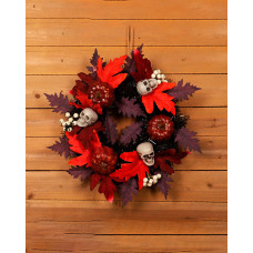 Halloween Wreath With Skull Maple Leaf Pumpkin Garland Wreath For Halloween Home Party Decoration - style1