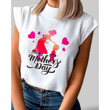 Happy Mother's Day Print Casual T-shirt - white