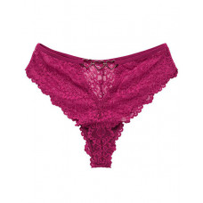 Heart Pattern Crochet Lace Panty - purple