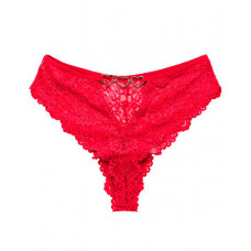 Heart Pattern Crochet Lace Panty - red