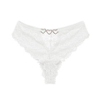 Heart Pattern Crochet Lace Panty - white