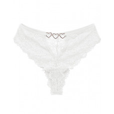 Heart Pattern Crochet Lace Panty - white