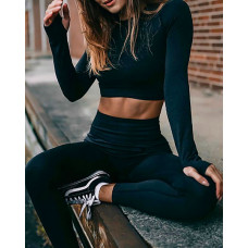 High Elastic Fitness Sport Gym Leggings Yoga Pants - black