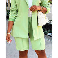 High Waist Bermuda Blazer Shorts - green