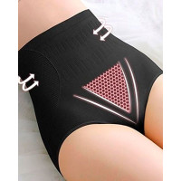 High Waist Breathable Body Shaper Slimming Tummy Underwear Antibacterial Control Panty - black