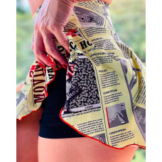 High Waist Newspaper Print Contrast Binding Skorts - yellow