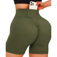 High Waist Scrunch Butt Active Shorts - Army green