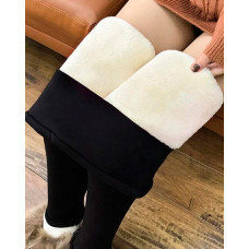 High Waist Super Thick Winter Fleece Thermal Leggings - black