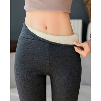 High Waist Super Thick Winter Fleece Thermal Leggings - gray