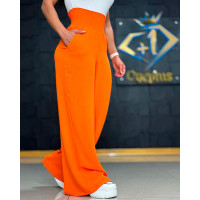 High Waist Wide Leg Pants - orange