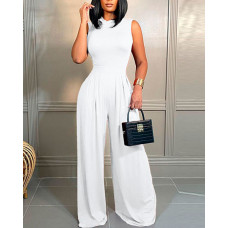 High Waist Wide Leg Pants - white