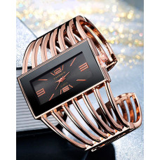 Hollow Fashionable Bangle Quartz Watch - pink