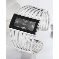 Hollow Fashionable Bangle Quartz Watch - silver