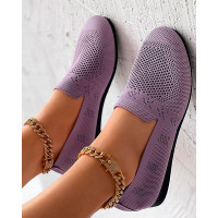 Hollow Out Breathable Casual Loafers - purple