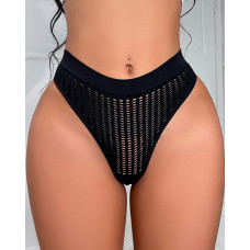 Hollow Out Breathable Seamless Panty - black