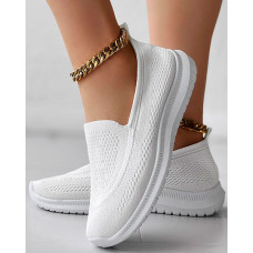 Hollow Out Breathable Slip-On Sneakers - white