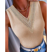 Hollow Out Crochet Tank Top - Apricot