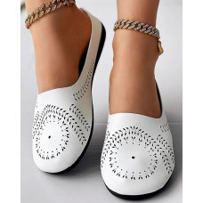 Hollow Out Slip-On Loafers Summer Sandals - white