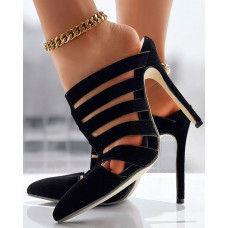 Hollow Out Stiletto Heel Pumps - black