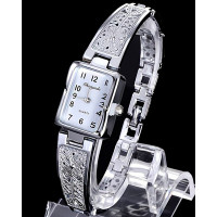 Hollow Sophisticated Stylish Bangle Quartz Watch - silver