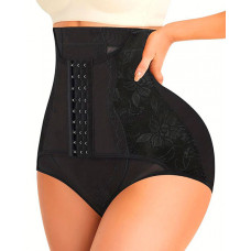 Hook Front Tummy Control Shapewear Underwear - black