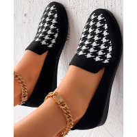 Houndstooth Breathable Casual Loafers - black