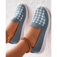 Houndstooth Breathable Casual Loafers - blue