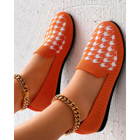 Houndstooth Breathable Casual Loafers - orange