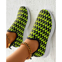Houndstooth Pattern Breathable Slip-On Casual Sneakers - lvs green Houndstooth Pattern Breathable Slip-On Casual Sneakers - lvs green
