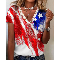 Independence Day Flag Print Casual T-shirt - Multicolor