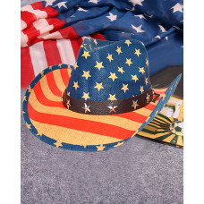 Independence Day Flag Print Cowboy Wide Brim Hat - style2