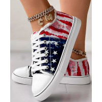 Independence Day Flag Print Fringe Hem Sneakers - Multicolor