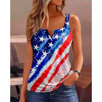 Independence Day Flag Print Tie Dye Cami Top - Multicolor