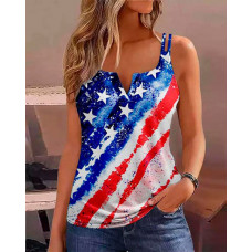 Independence Day Flag Print Tie Dye Cami Top - Multicolor