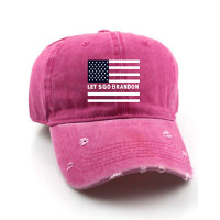 Independence Day Flag Sunglasses Slogan Print Ripped Baseball Cap - pink