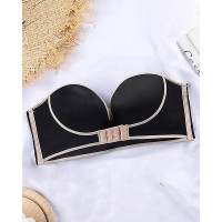 Invisible Bras Front Closure Push Up Brassiere Strapless Seamless Bralette - black