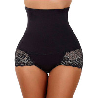 Lace Body Shaper Tummy Control Panty Slim Waist Trainer - black