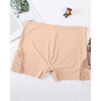 Lace Patch Seamless Boy Shorts Panty - Apricot