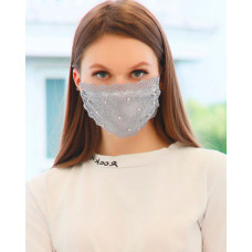 Lace Pearl Dust-proof Face Mask - gray