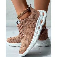 Lace-up Breathable Casual Sneakers - brown