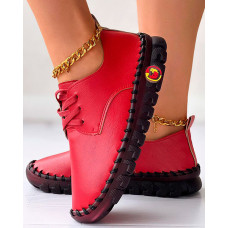 Lace-up Casual Summer Loafers - red