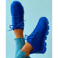 Lace-up Front Breathable Casual Sneaker - blue